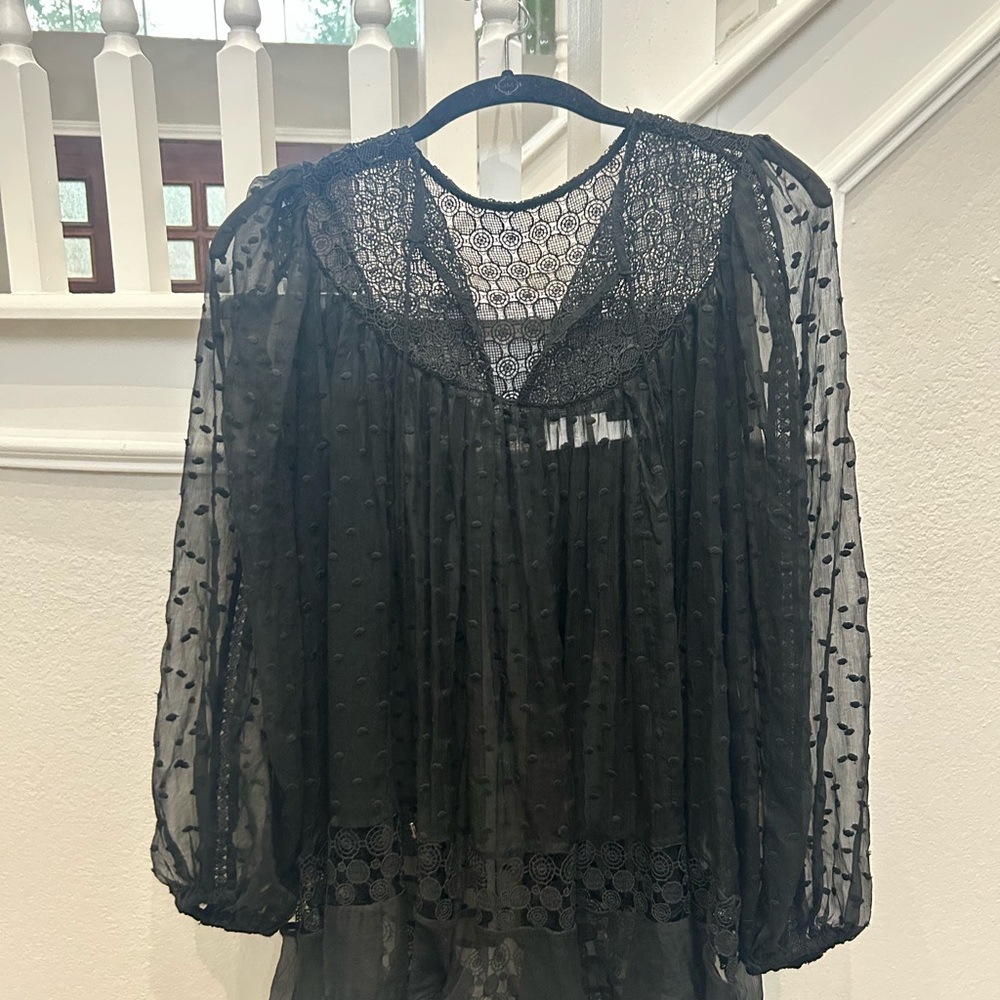 Zimmermann Black Sheer Lace Blouse
